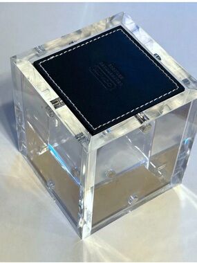 Vintage Coach Cube Lucite Picture Frame Leather 4 Sided Pictures Art Decor NEW
